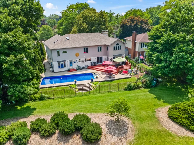 a view of swimming pool from a balcony