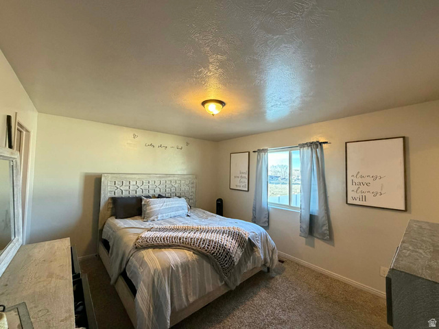 2095 West 4100 North Spring Glen, UT 84526 - Photo 5 of 35 Bedroom with carpet flooring and a textured ceiling