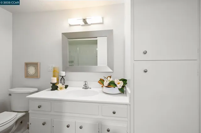a bathroom with a sink toilet and vanity