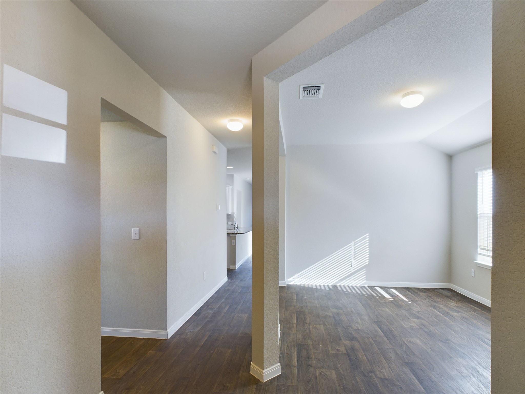 114 Cranbrook Lane Hutto, TX 78634 - Photo 9 of 38 Hallway featuring dark hardwood / wood-style flooring and lofted ceiling