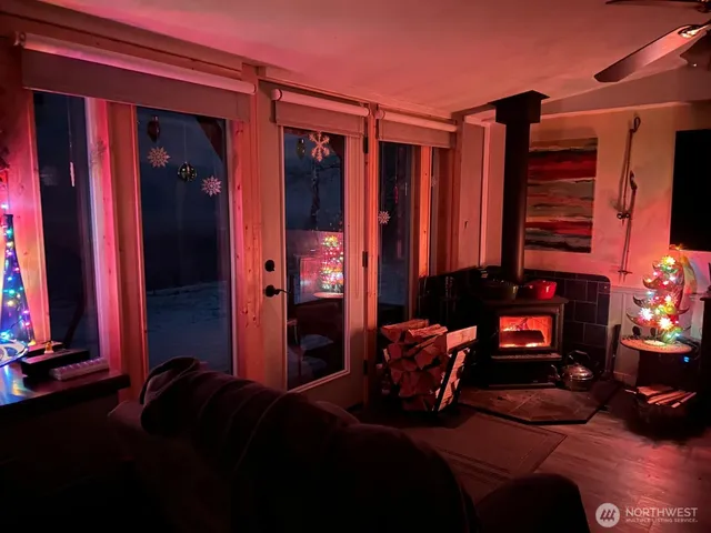 a bedroom with a bed and a closet