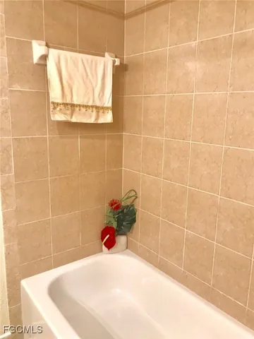 a bathroom with a bathtub