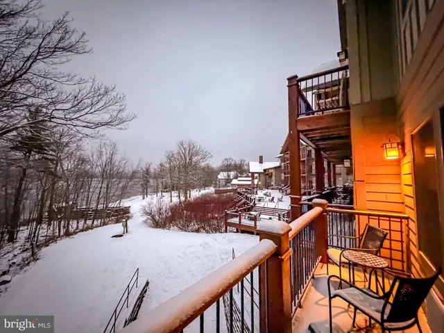 a view of a house with a snow on the wall