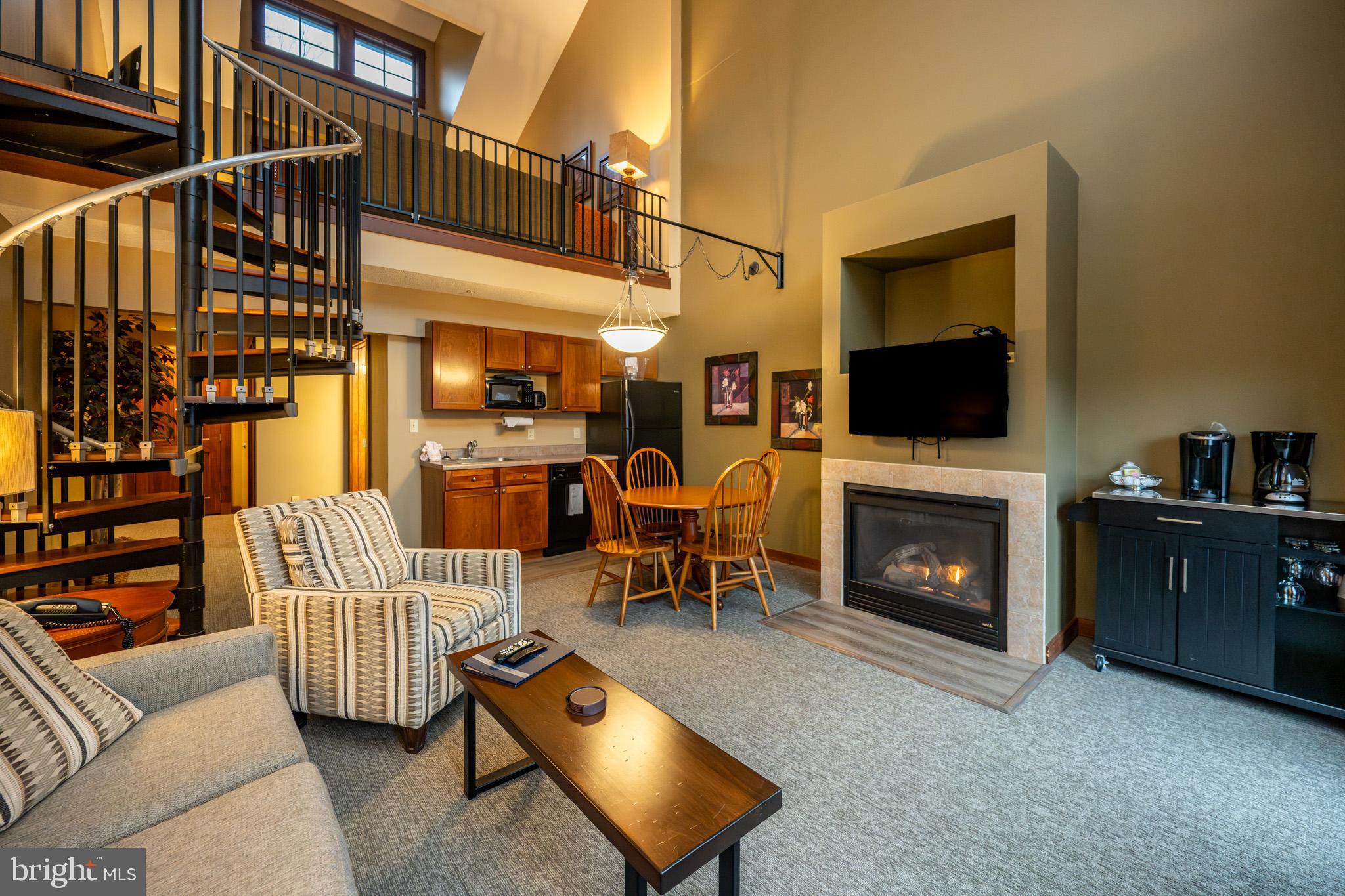 565 Glendale Road, Unit B206 Oakland, MD 21550 - Photo 7 of 32 Charming loft with cozy fireplace ambiance.