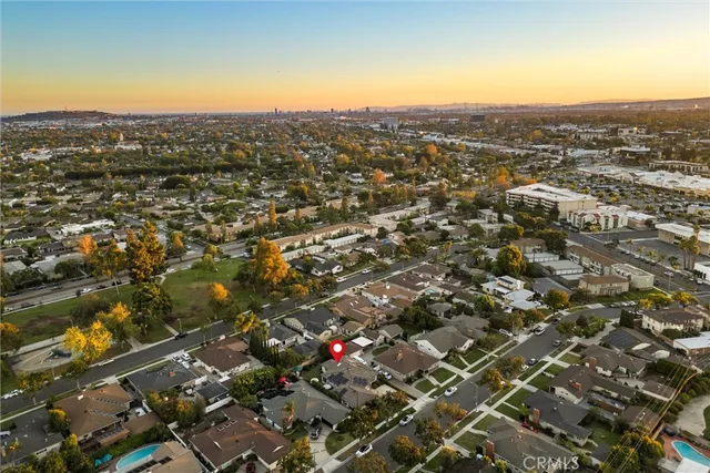 an aerial view of town with residential houses with city view