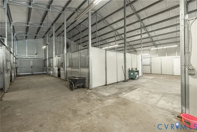 a view of a room with wooden walls