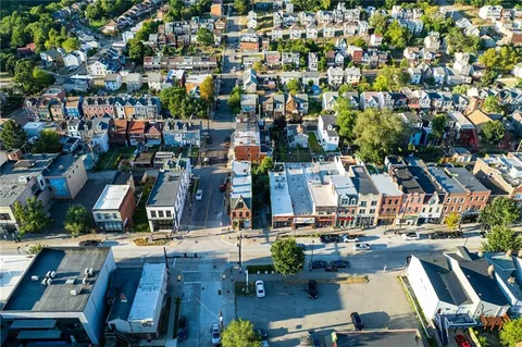 an aerial view of multiple house