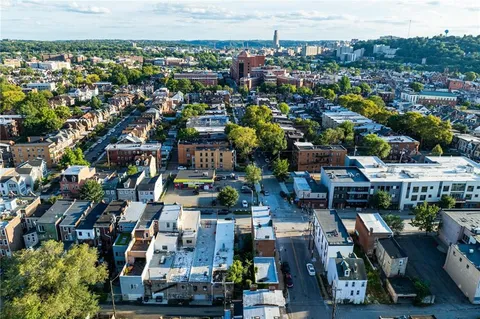 an aerial view of multiple house