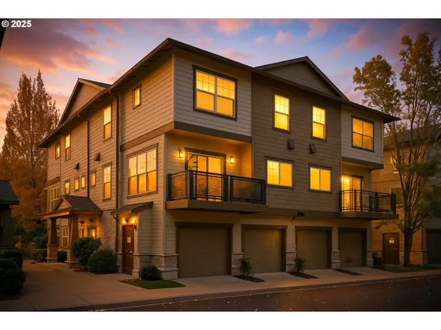 a view of a brick house with many windows