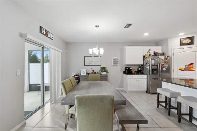 a view of kitchen with dining area