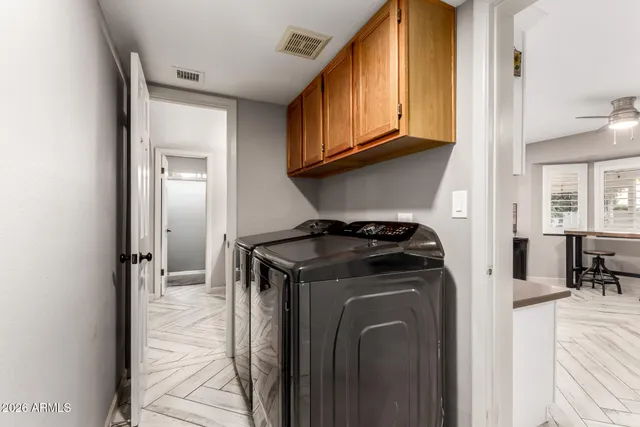 a view of a storage and utility room
