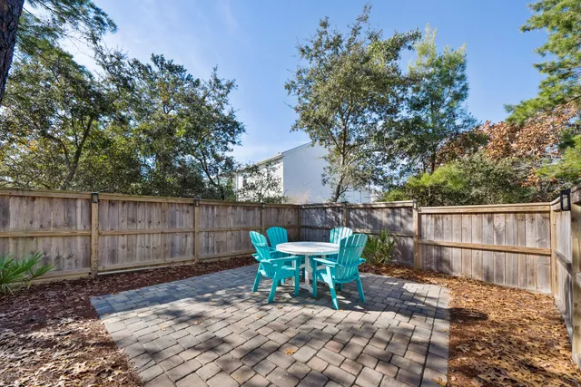 a view of a chairs and table in the patio