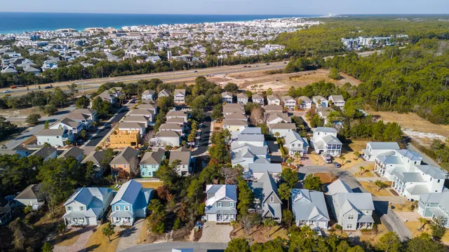 an aerial view of multiple house