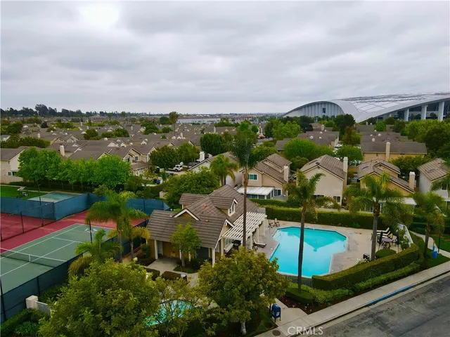 an aerial view of multiple house