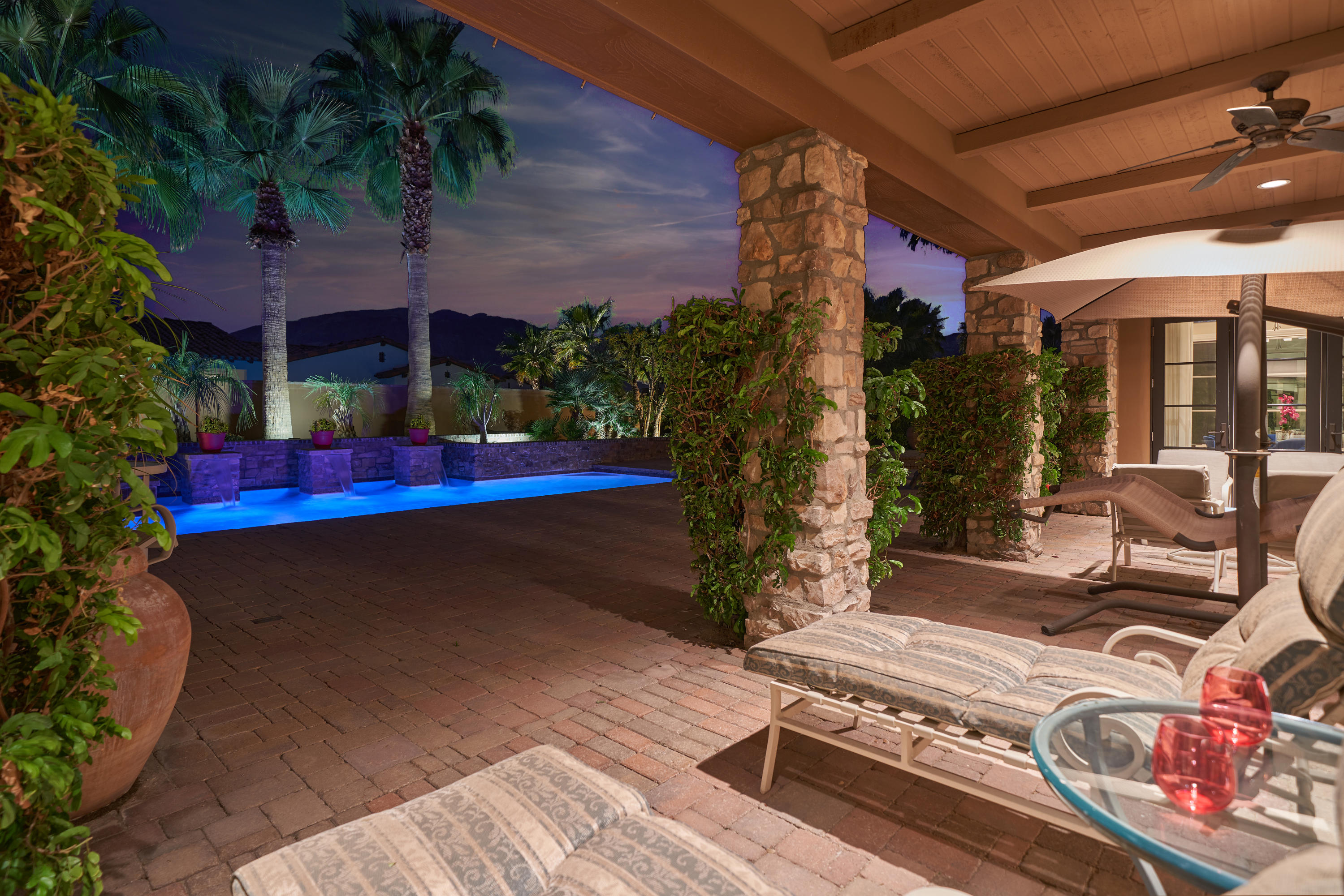 9 Via Perugia Rancho Mirage, CA 92270 - Photo 33 of 38 14 Covered Back Patio Night