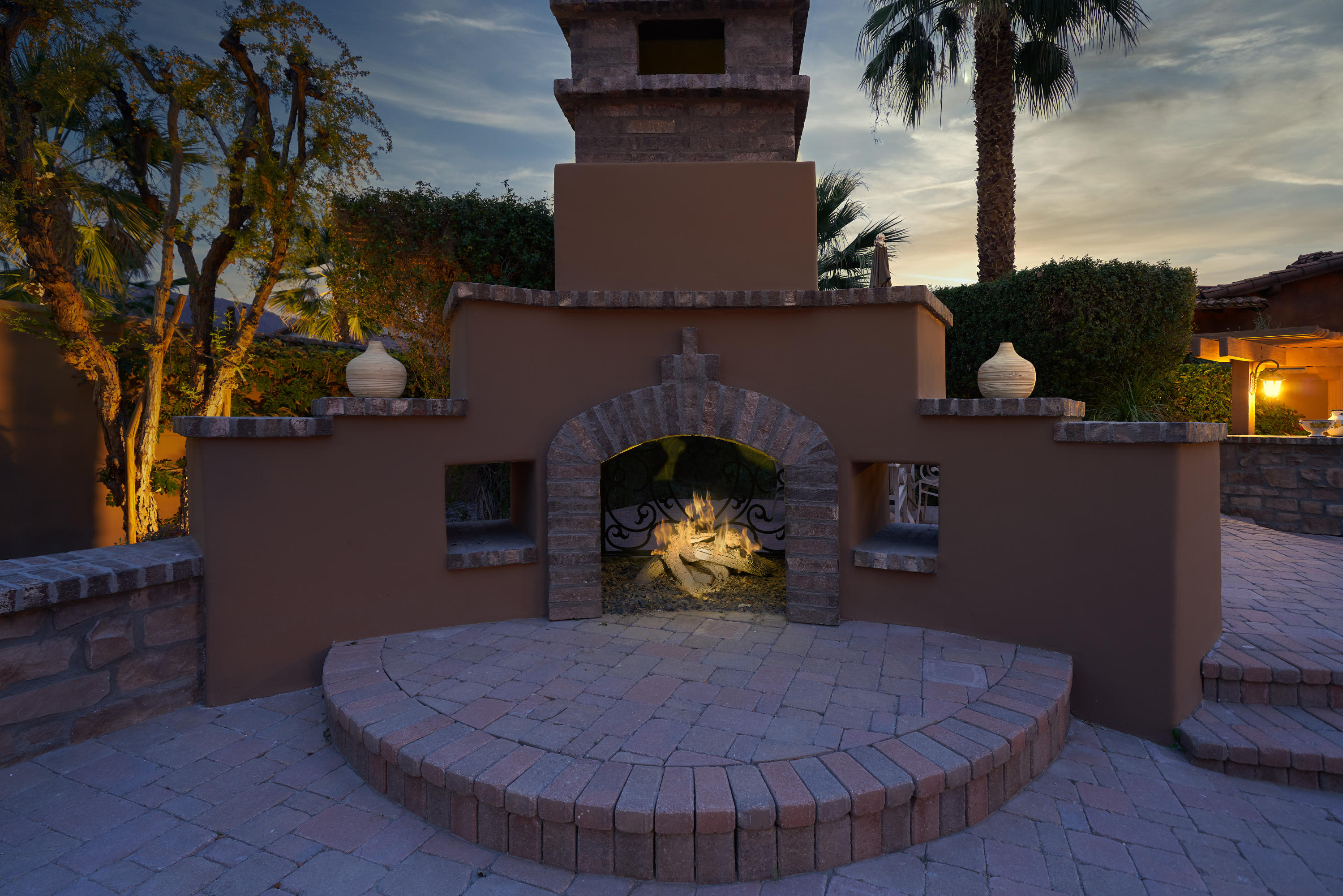 9 Via Perugia Rancho Mirage, CA 92270 - Photo 34 of 38 15 - Backyard Fireplace Night