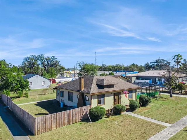 an aerial view of a house
