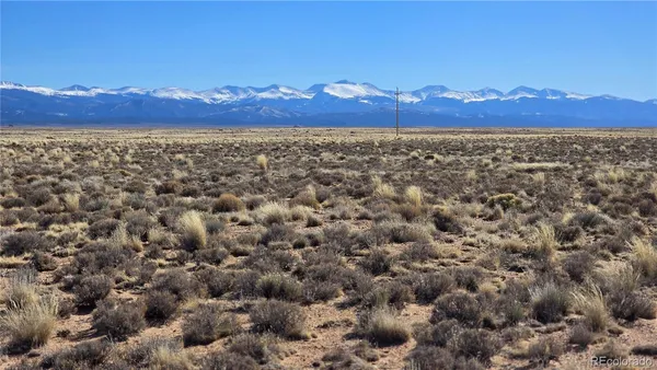 a view of a yard with a mountain