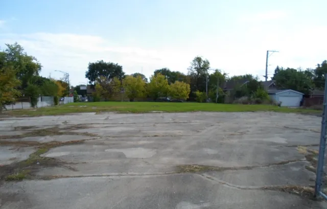 a view of a field with a small yard