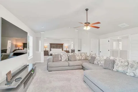 a living room with furniture