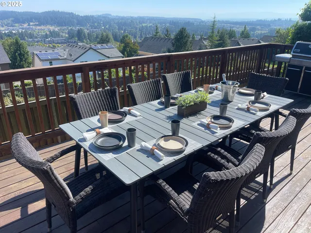 a view of a patio on the roof deck