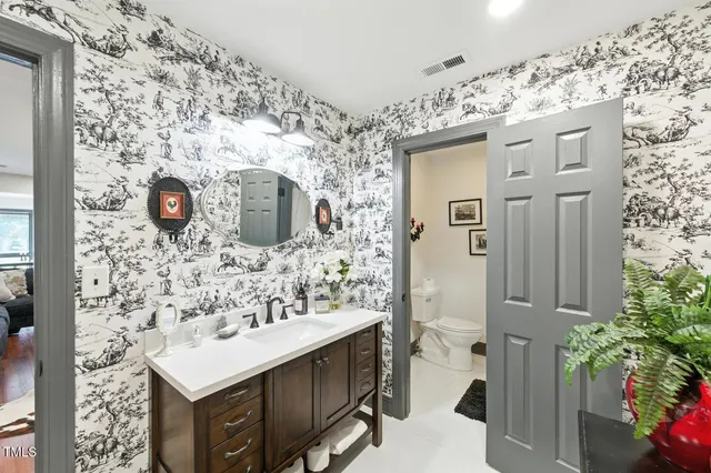 a view of a park with wooden walls