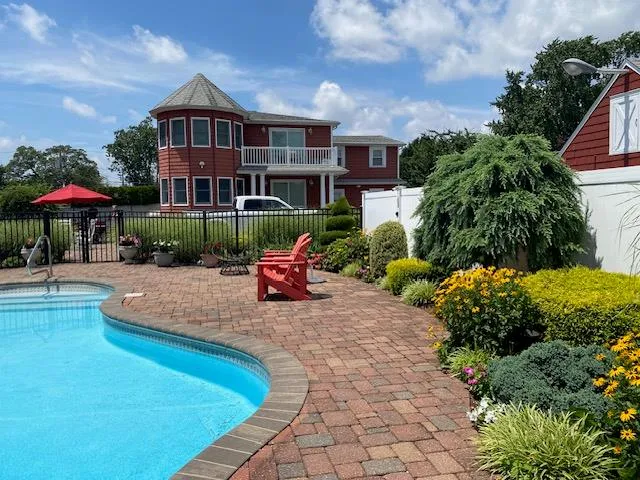 an outdoor space with garden view