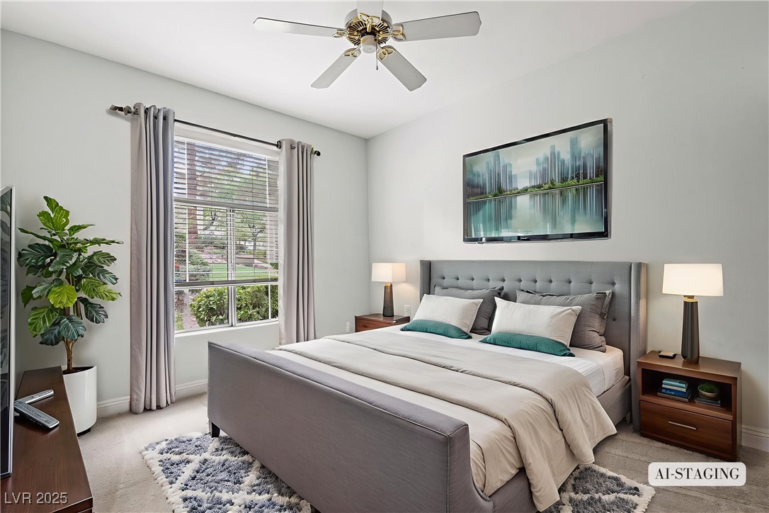 2050 West Warm Springs Road, Unit 3311 Henderson, NV 89014 - Photo 22 of 48 Carpeted bedroom featuring a ceiling fan and baseboards