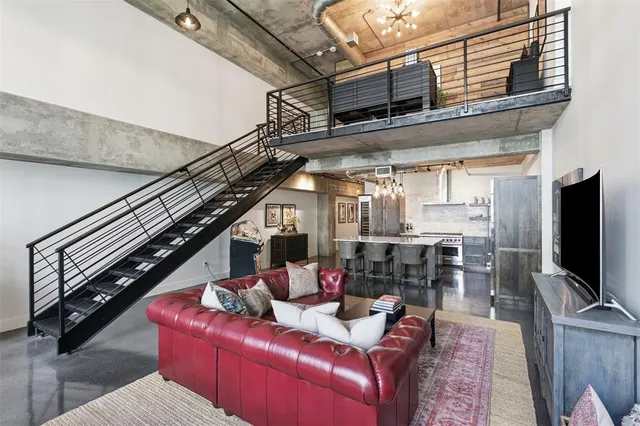 a living room with furniture