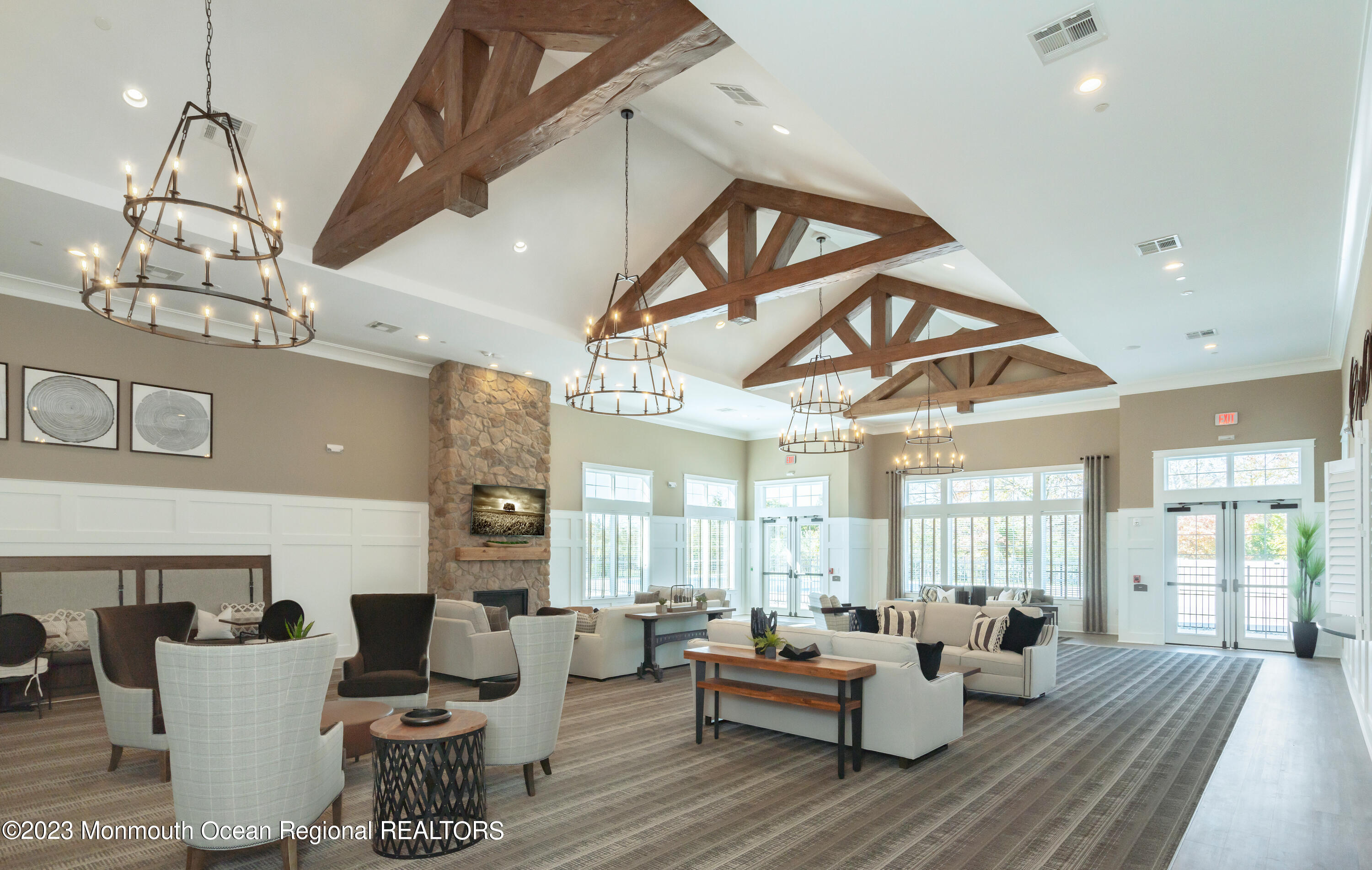 23 Gulfstream Road New Egypt, NJ 08533 - Photo 14 of 34 a living room with fireplace furniture and a large window
