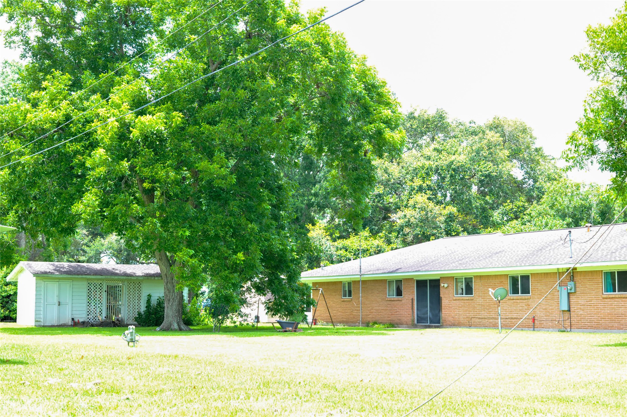 402 Peach Point Road Jones Creek, TX 77541 - Photo 32 of 32 Backyard with pecan trees; well-house