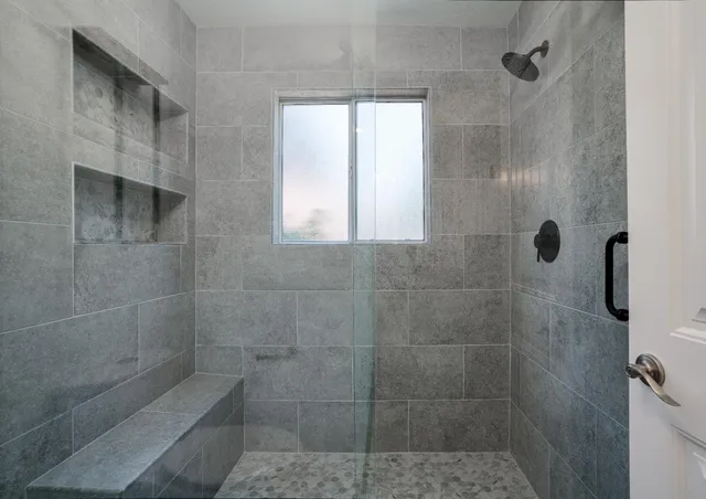 a bathroom with a shower
