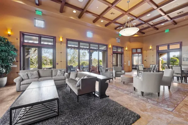 a view of a dining area with furniture