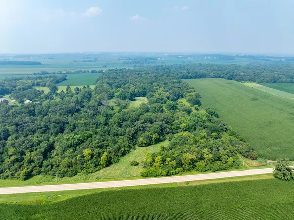 a view of a field with an aerial view