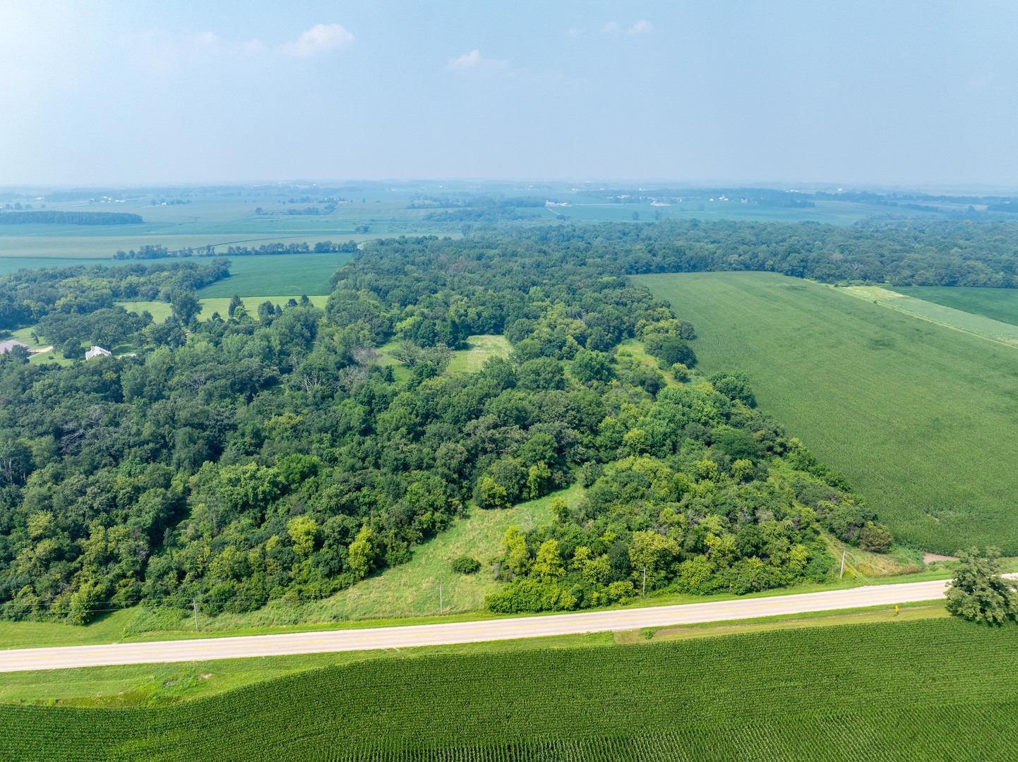 a view of a field with an aerial view