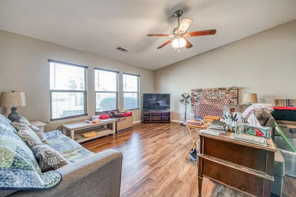 a view of backyard with green space