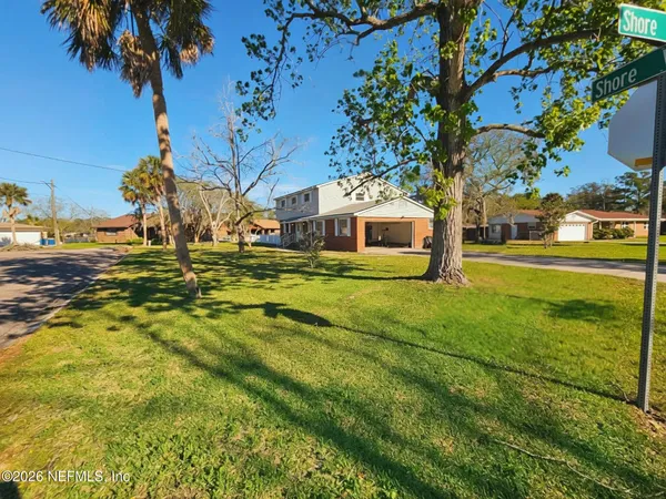 a view of a swimming pool with an outdoor space