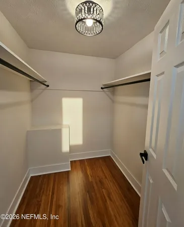 a view of small space with racks on the wall