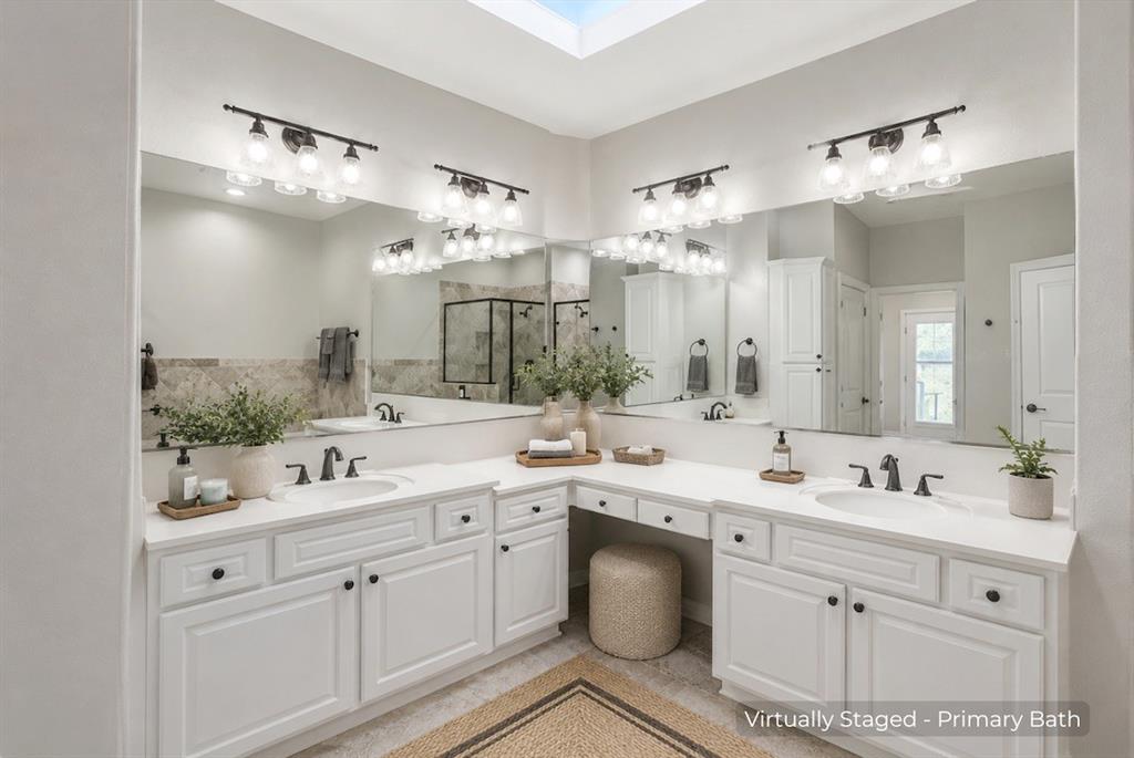 15 Trail Ridge Drive Melissa, TX 75454 - Photo 20 of 38 Double vanity featuring white shaker-style cabinetry, white countertops, and integrated sinks