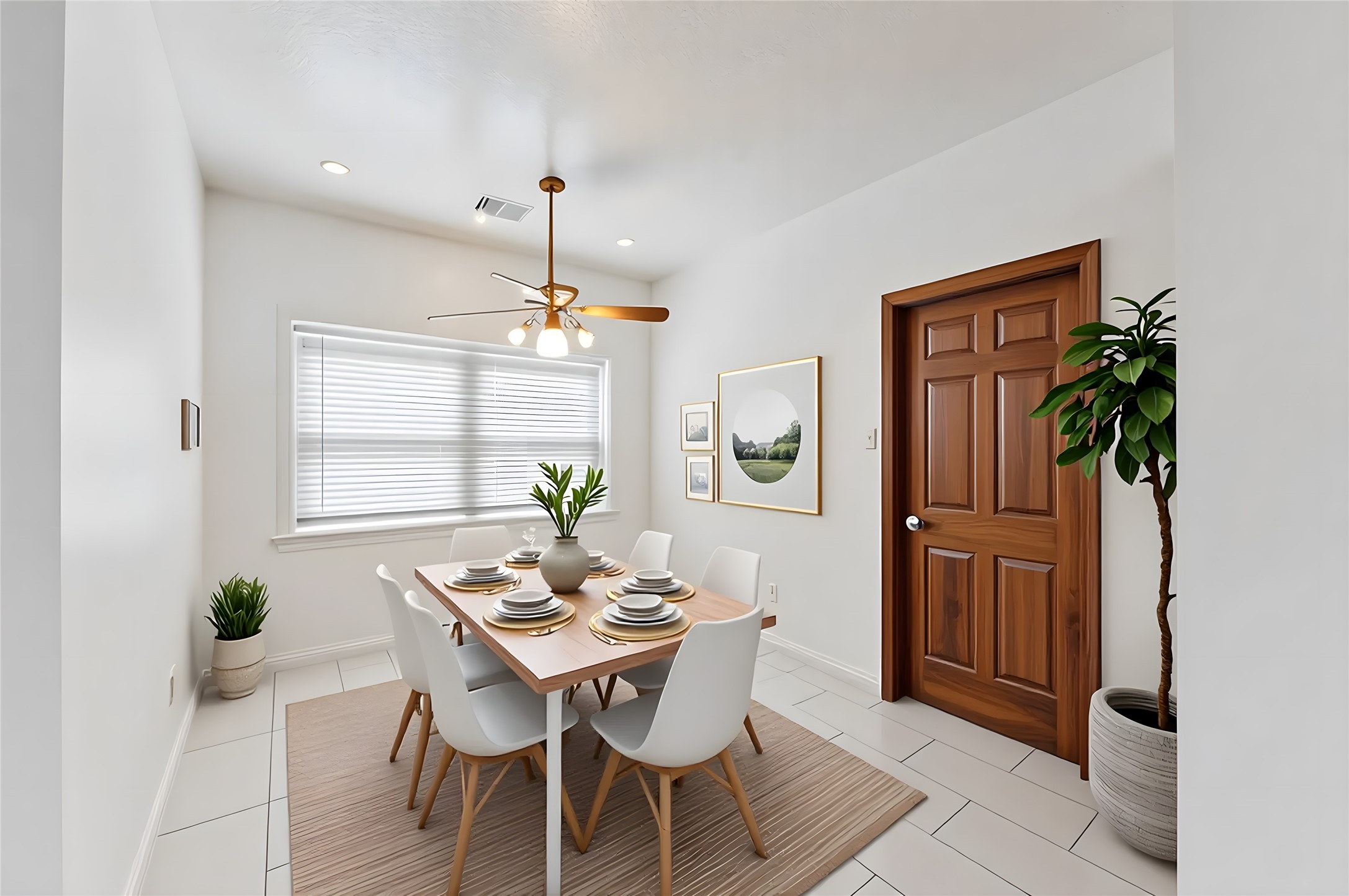 8015 Democracy Court Spring, TX 77379 - Photo 7 of 21 a dining room with furniture potted plants and wooden floor