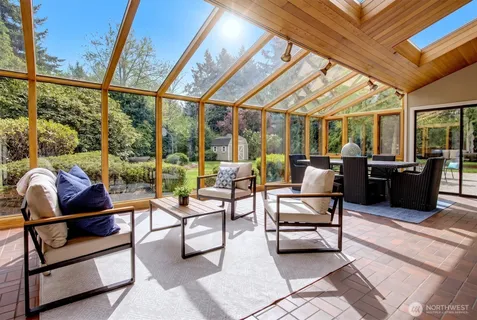 a outdoor living space with furniture