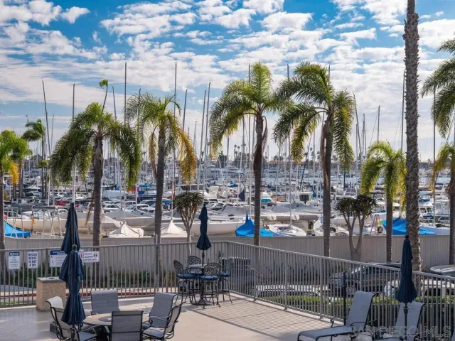 a view of outdoor space with palm trees