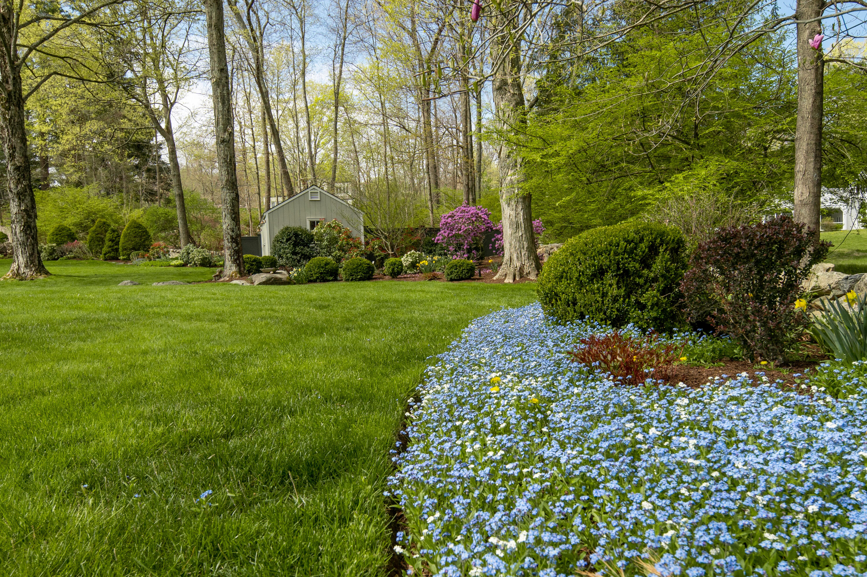 398 Valley Road New Canaan, CT 06840 - Photo 38 of 44 a garden with flowers and trees