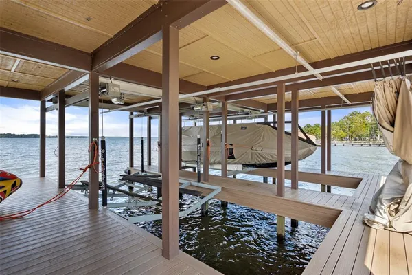 a sunset view with a lake