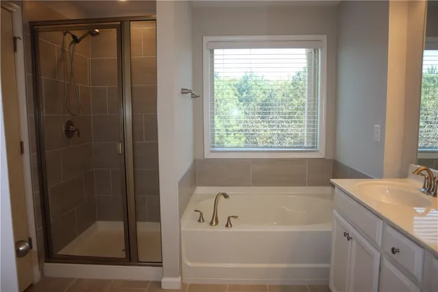 a bathroom with a bath tub and a shower