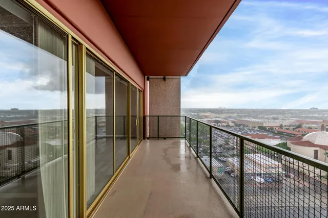 a view of balcony with city view