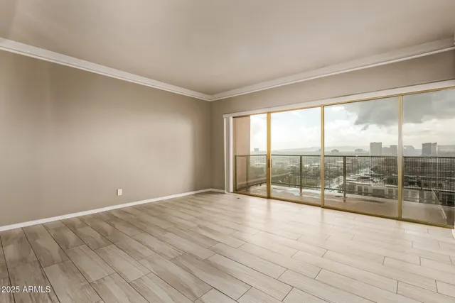 a view of a city with tall buildings