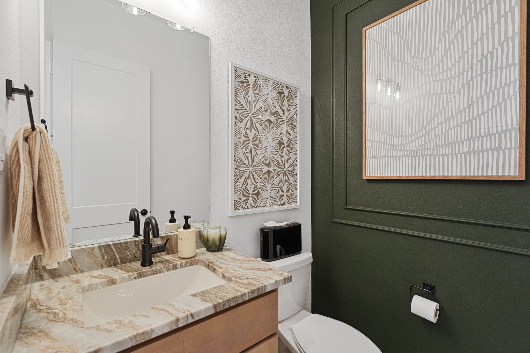 327 Afton Drive Rosenberg, TX 77471 - Photo 19 of 48 a bathroom with a granite countertop toilet sink and mirror