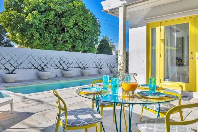 a table and chairs in the patio