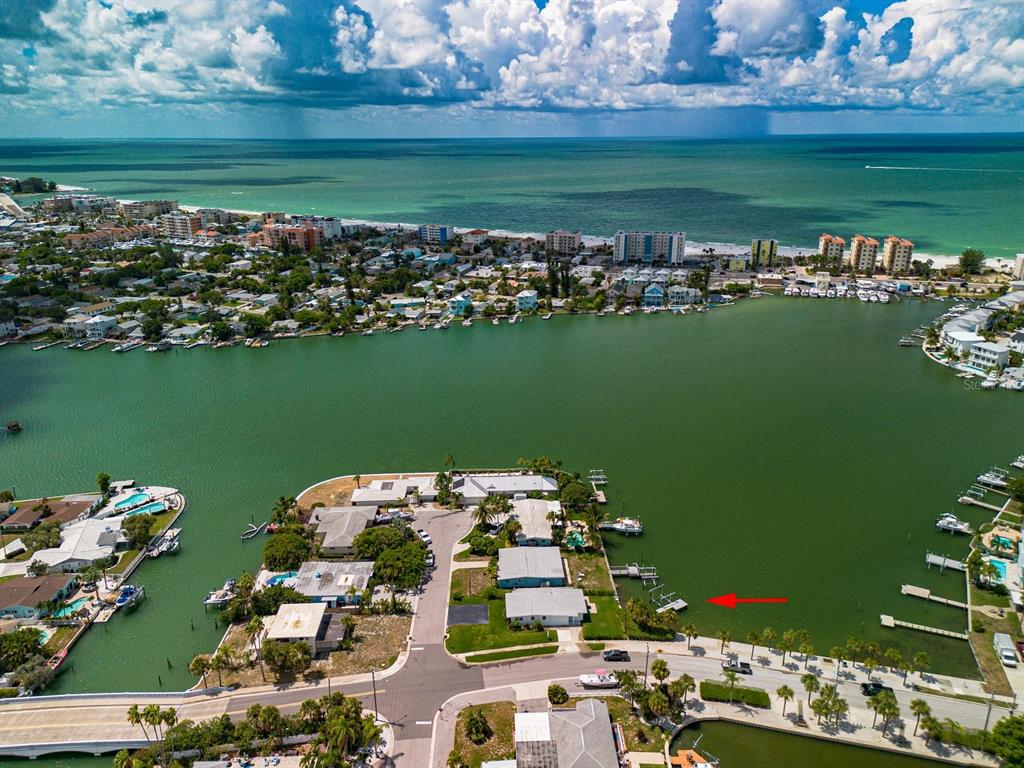 a view of a lake with a city view